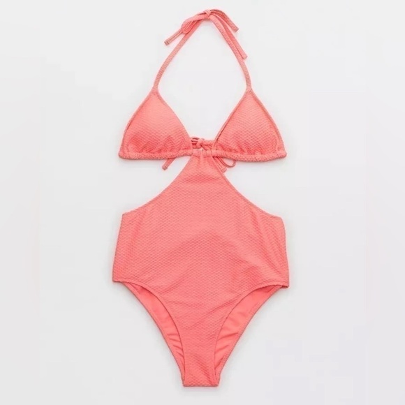 NEW Women's Size XL American Eagle Aerie Pink 1 Piece Bikini Swimsuit - Picture 4 of 8